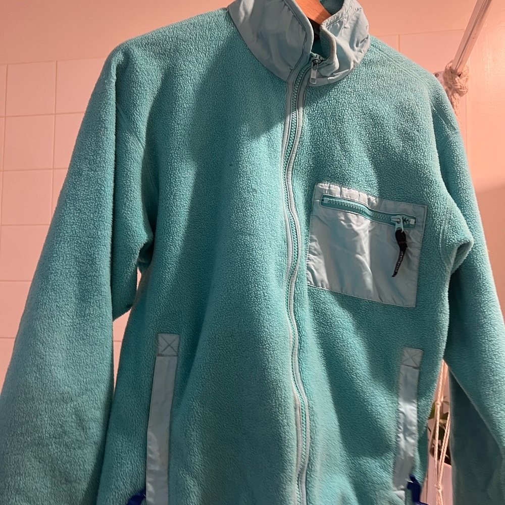 Teal Green Turquoise Patagonia Synchilla Fleece Jacket with Zip Pocket